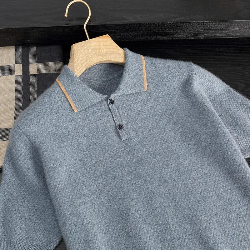 Vera | Short-Sleeved Cashmere Knit Polo Shirt