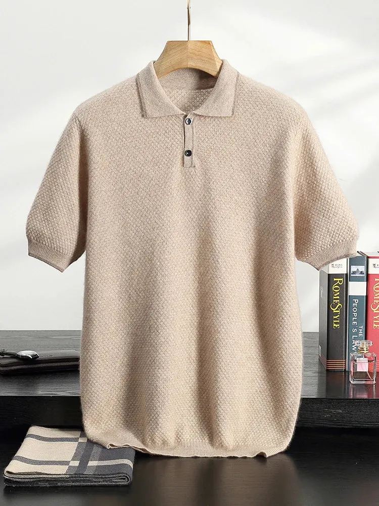 Vera | Short-Sleeved Cashmere Knit Polo Shirt