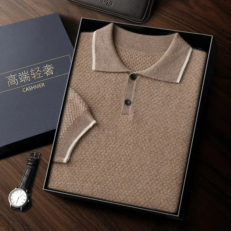 Vera | Short-Sleeved Cashmere Knit Polo Shirt