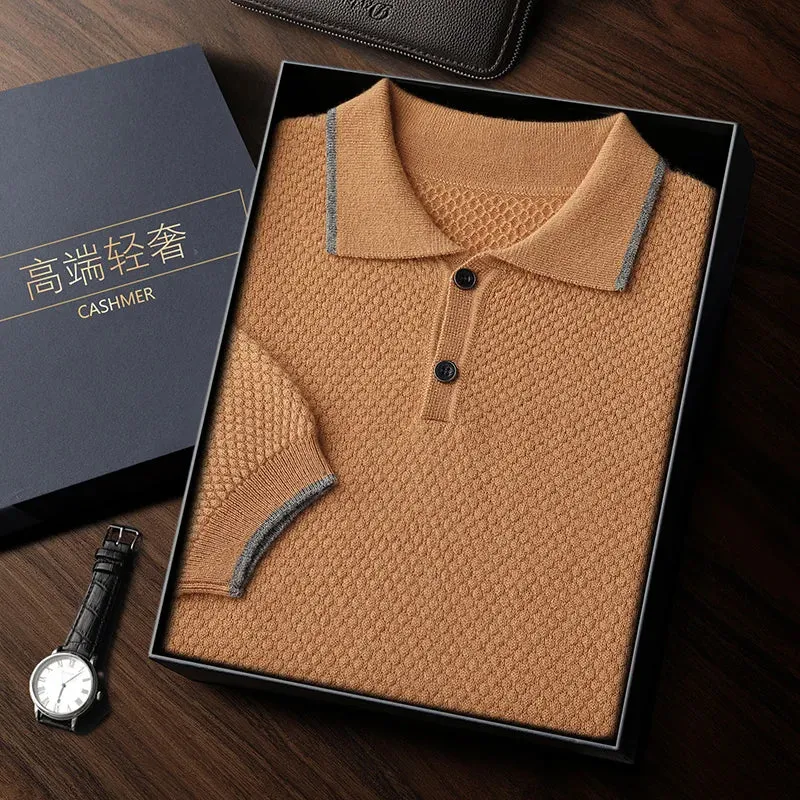 Vera | Short-Sleeved Cashmere Knit Polo Shirt