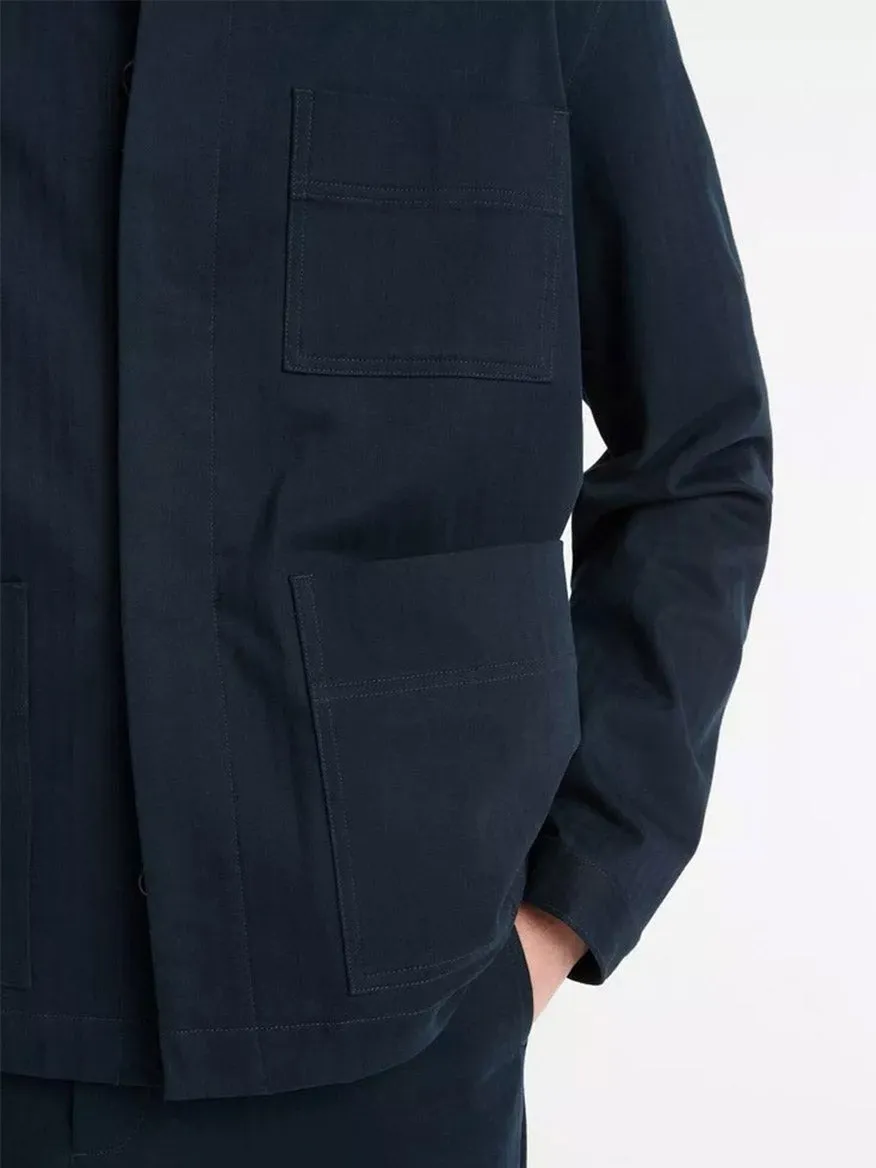 Vince Herringbone Cotton Chore Jacket in Coastal