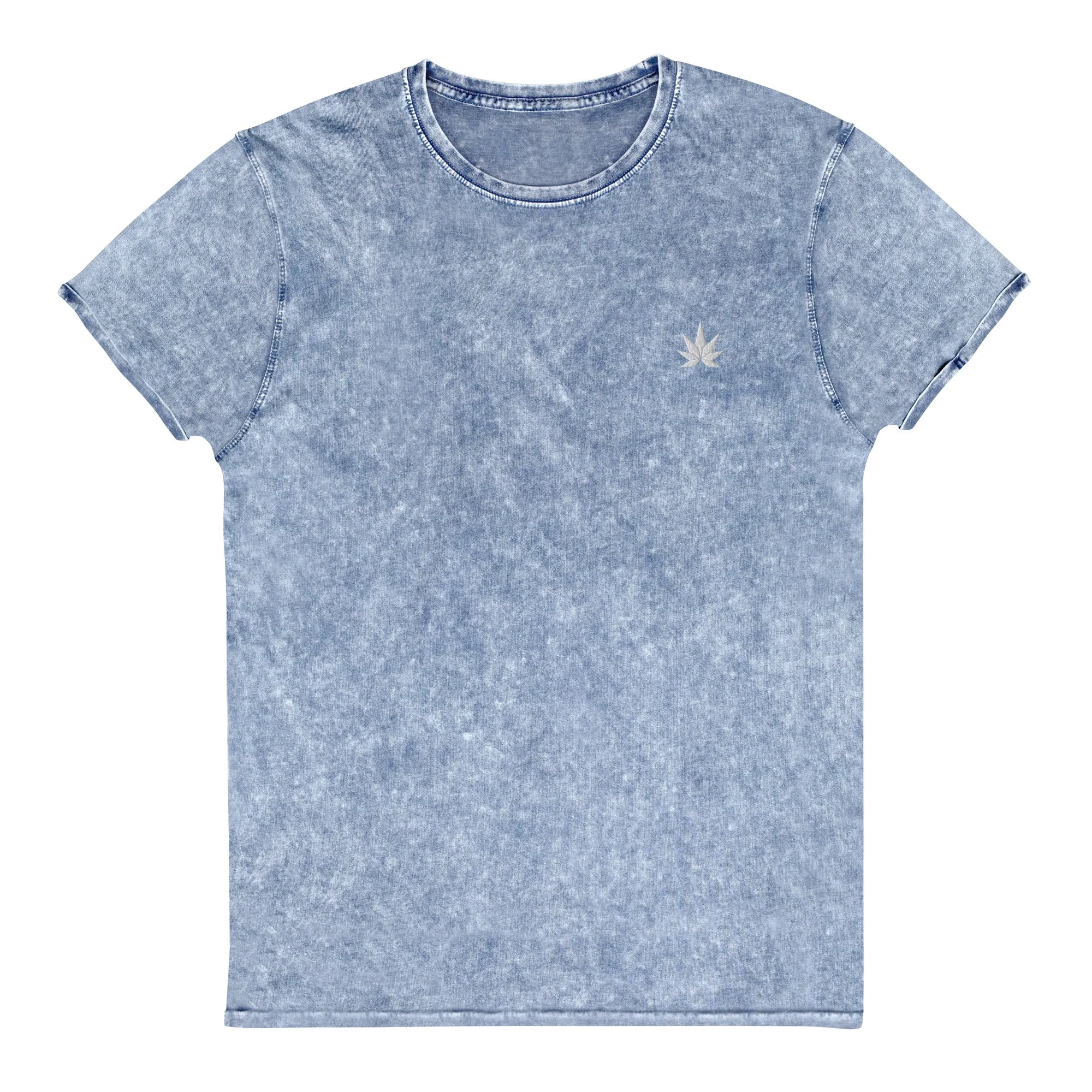 White Cannabis Leaf Denim T-Shirt