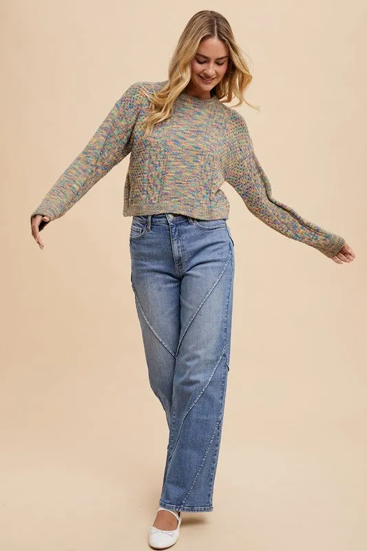 Wide-Leg Jeans with Decorative Seams