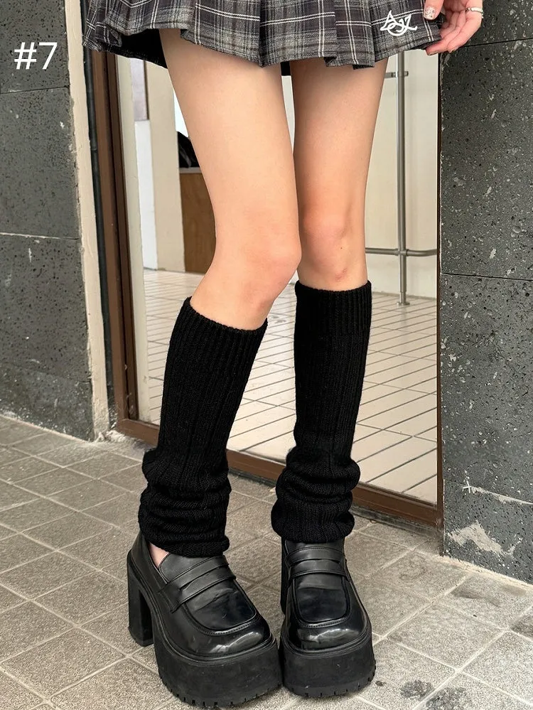 Y2K Ribbed Trim Knitted Leg Warmers