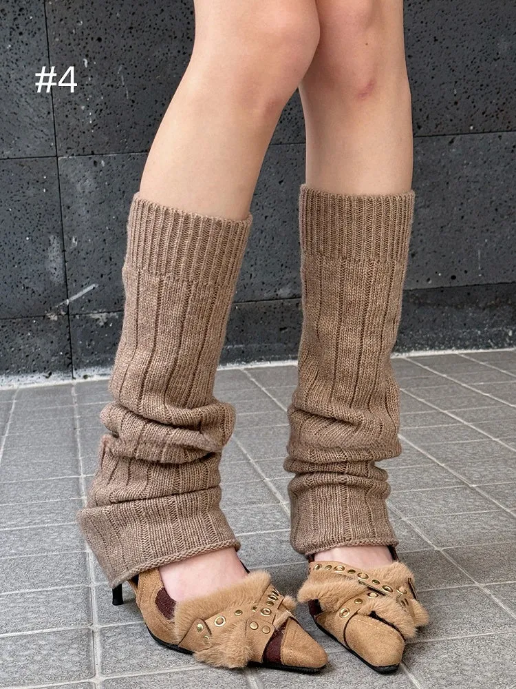 Y2K Ribbed Trim Knitted Leg Warmers